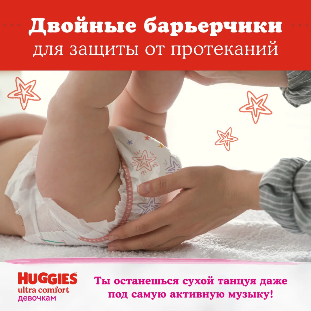 Подгузники Huggies Ultra Comfort для девочек 3 5-9кг 56шт купить,NaN