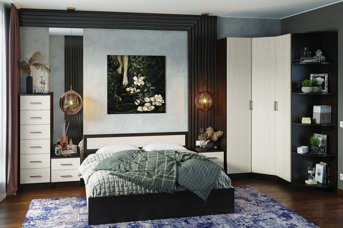 Комод Стендмебель Гармония КМ 602, 40.80x40x134 см, черный, бежевый купить,NaN