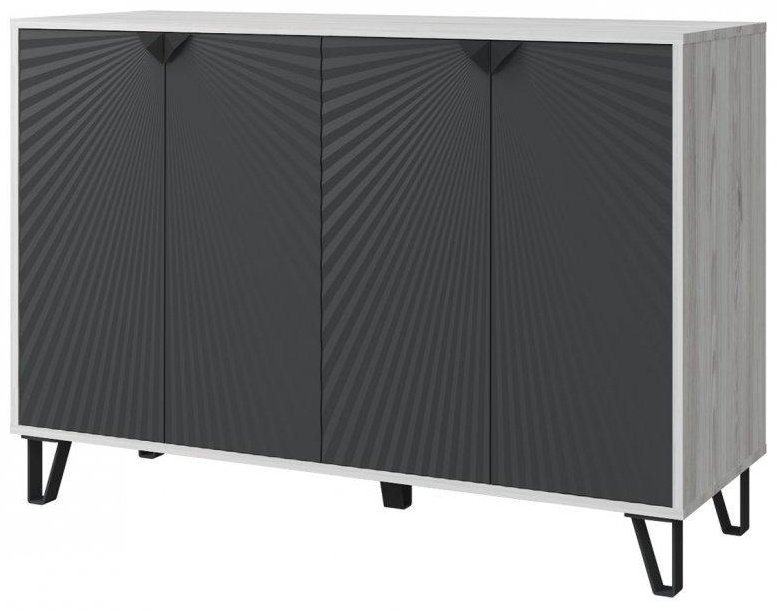 Комод MLK Солана, 124.60x45.30x86.3 см, черный, серый