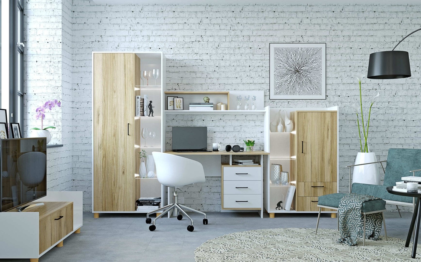 Стол письменный Горизонт Лайт, 120х59.6x75 см, белый, коричневый купить,0