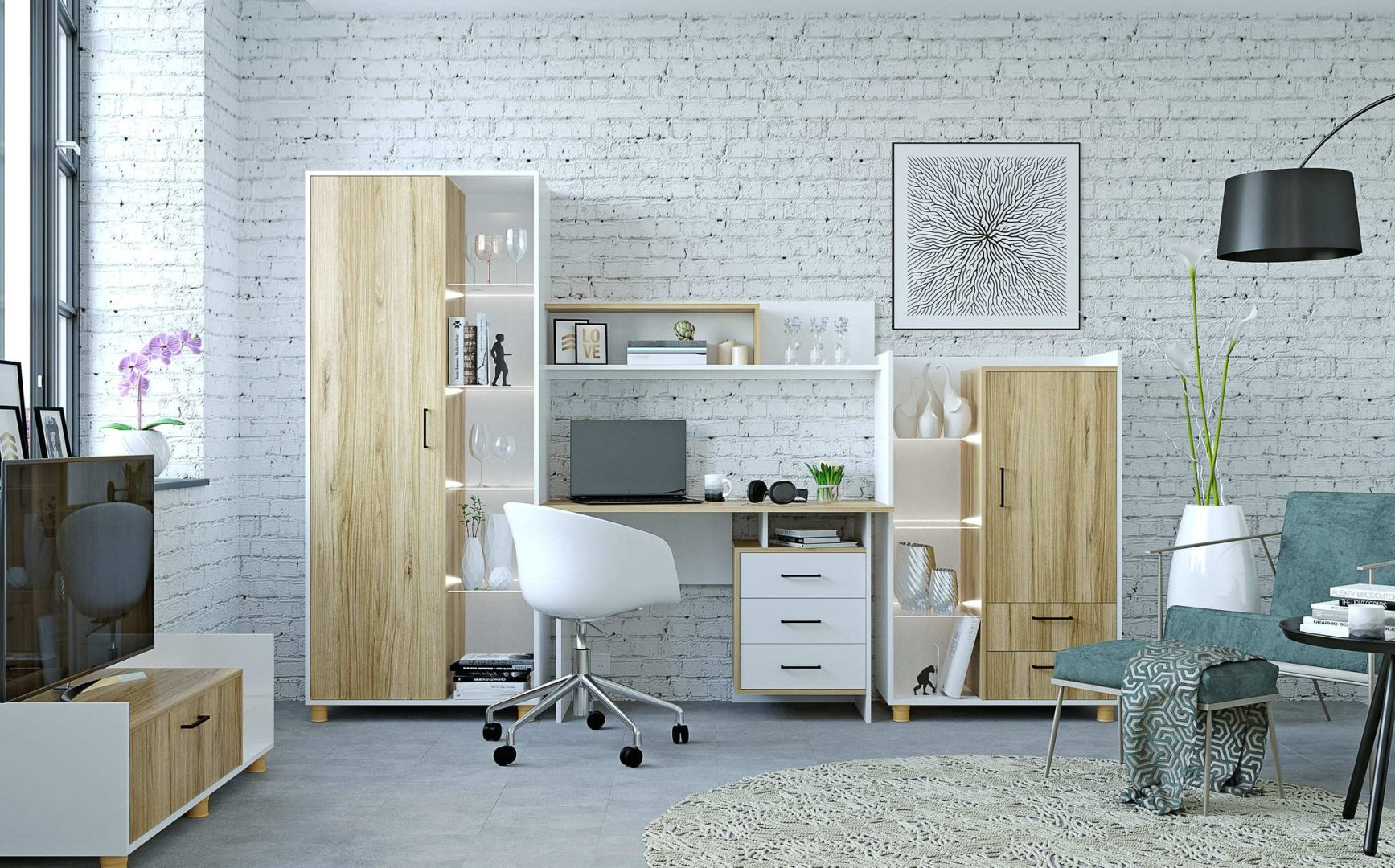 Стол письменный Горизонт Лайт, 120х59.6x75 см, белый, коричневый купить,NaN