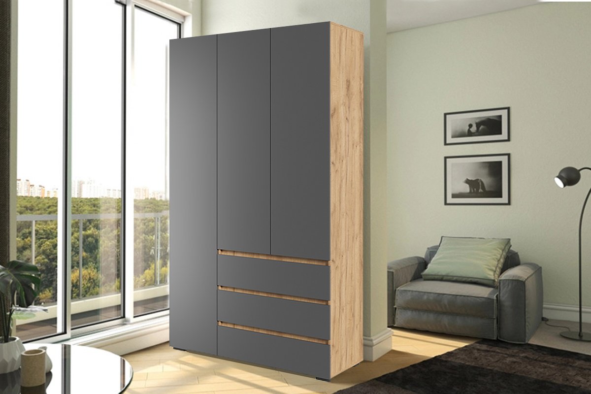 Распашной шкаф Стендмебель Хелен, 120x210х46 см, светло-коричневый, темно-серый купить,0