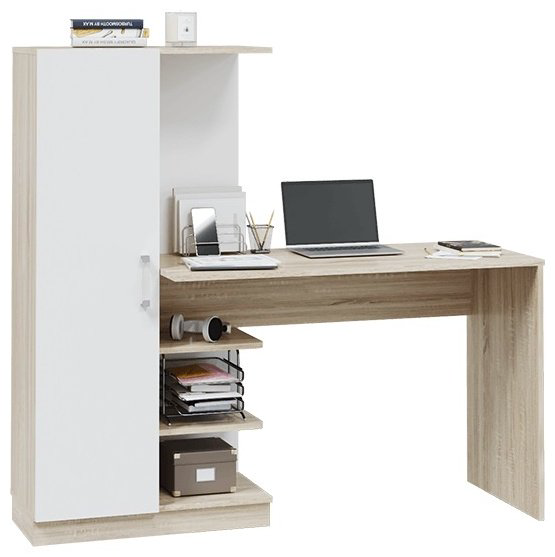 Стол компьютерный с надстройкой MLK Софт, 145х50x138 см, белый, коричневый купить,NaN