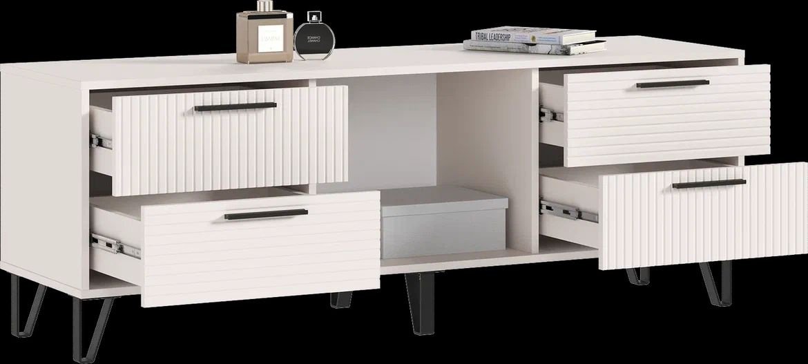 ТВ-тумба напольная МИФ Флэш, 150x42.6x54.2 см, белый, серый купить,0
