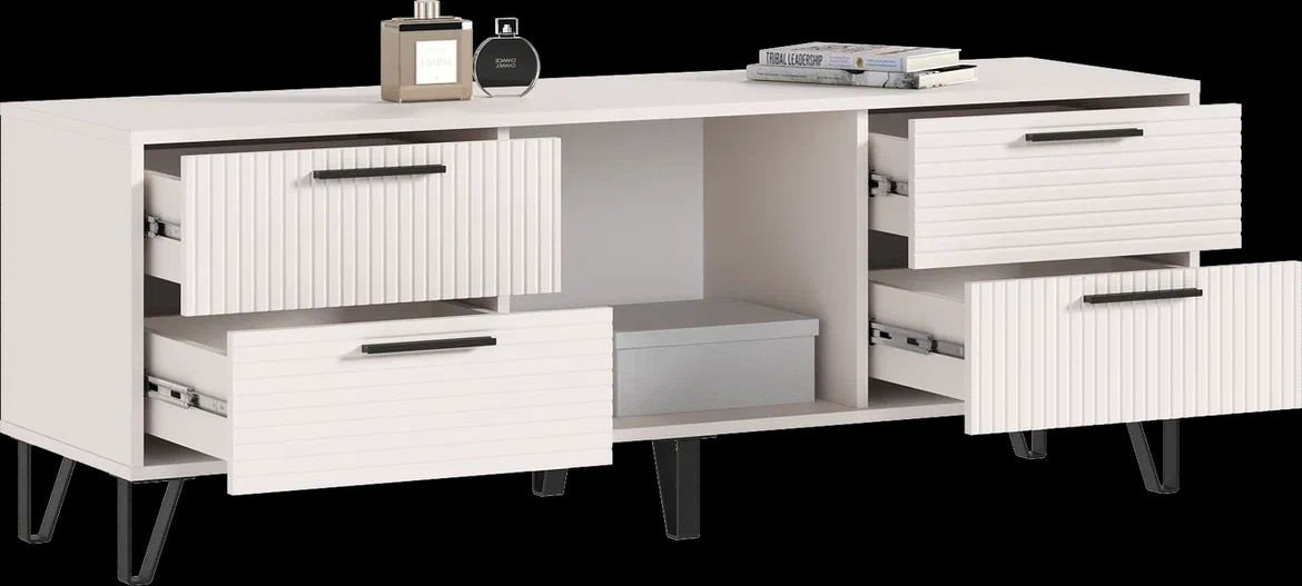 ТВ-тумба напольная МИФ Флэш 150x42.6x54.2см бело-серый купить,NaN
