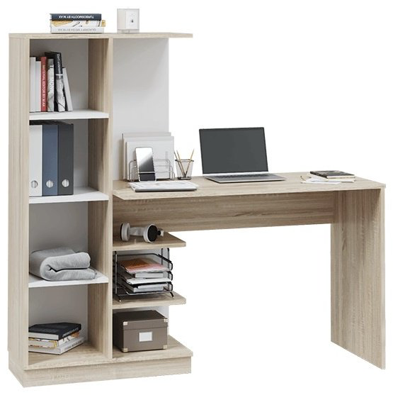 Стол компьютерный с надстройкой MLK Софт, 145х50x138 см, белый, коричневый купить,NaN