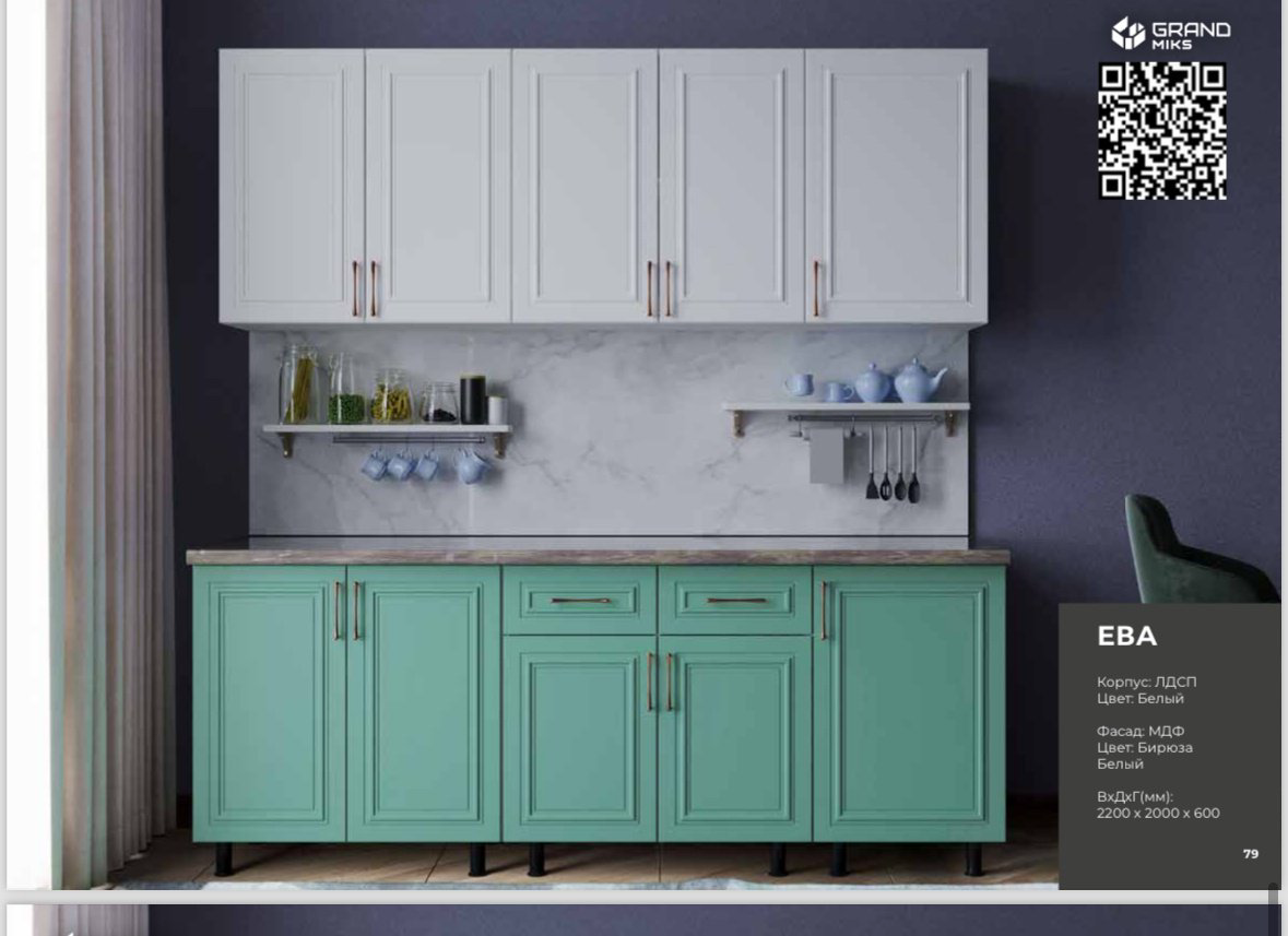 Гарнитур кухонный Grand Miks Eva 200x220х60см бирюзовый купить,NaN