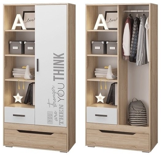 Распашной шкаф MLK Джуниор УНИ 87x186х43см коричневый купить,NaN
