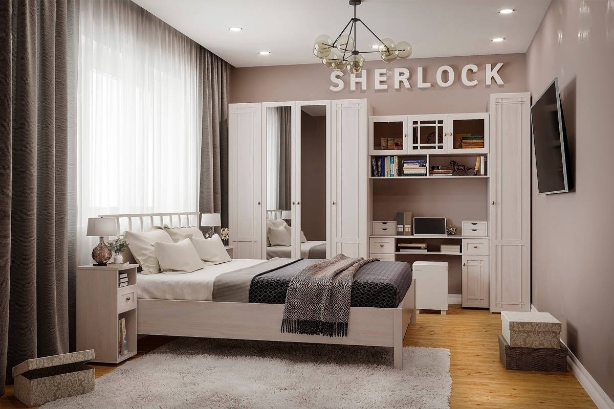 Распашной шкаф Глазов Sherlock 60 4Д2З, 160x230х57.9 см, белый, серый купить,NaN