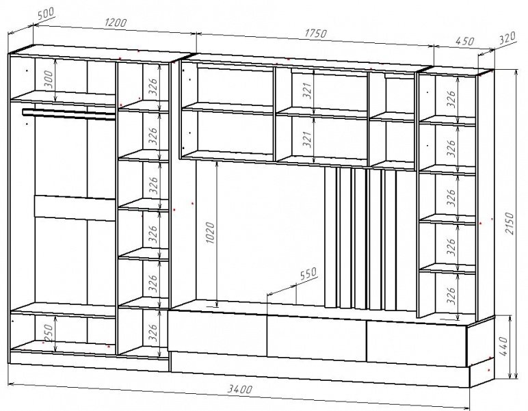Стенка Астрид мебель Лиза 340х215х50 см, белый, бежевый купить,0