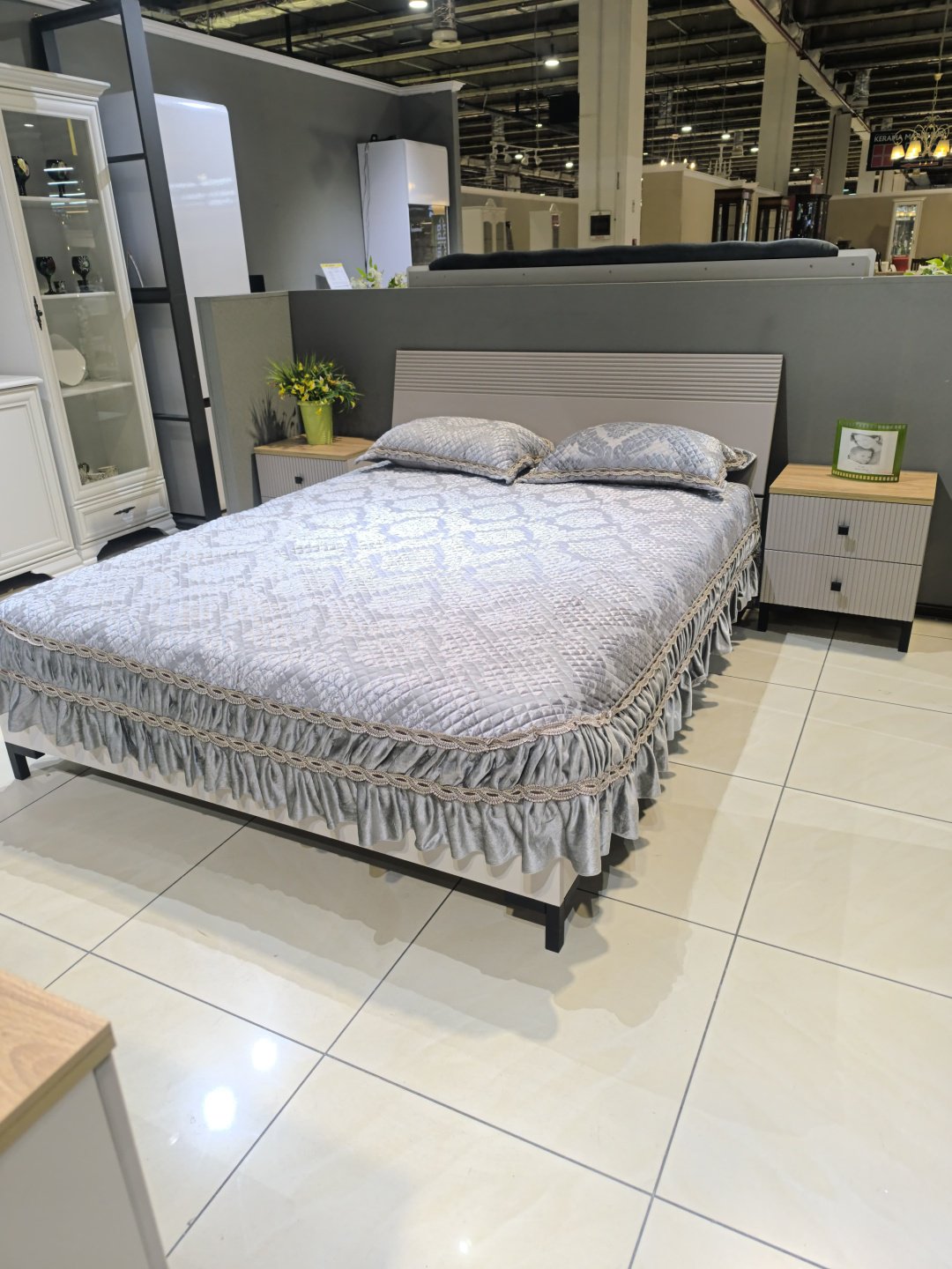 Кровать СлонимМебель Мадрид 1.6 160x200см серая купить,NaN