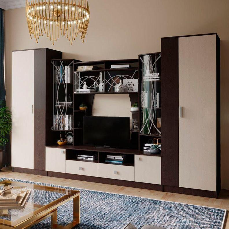 Стенка МИФ Женева 1092 350х52x220см коричневый купить,NaN