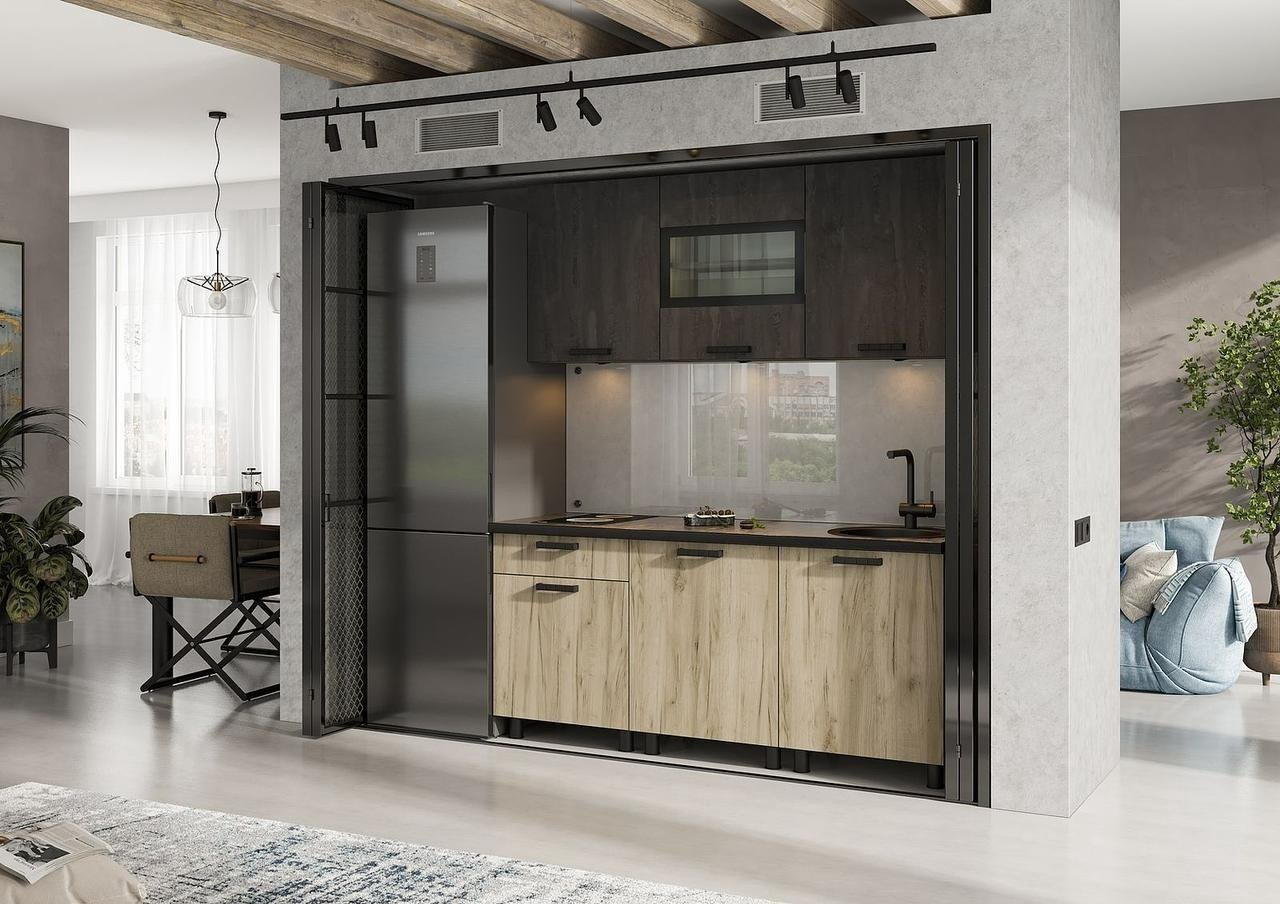 Кухонный гарнитур Стендмебель Эдинбург 180x217х60см серый купить,NaN