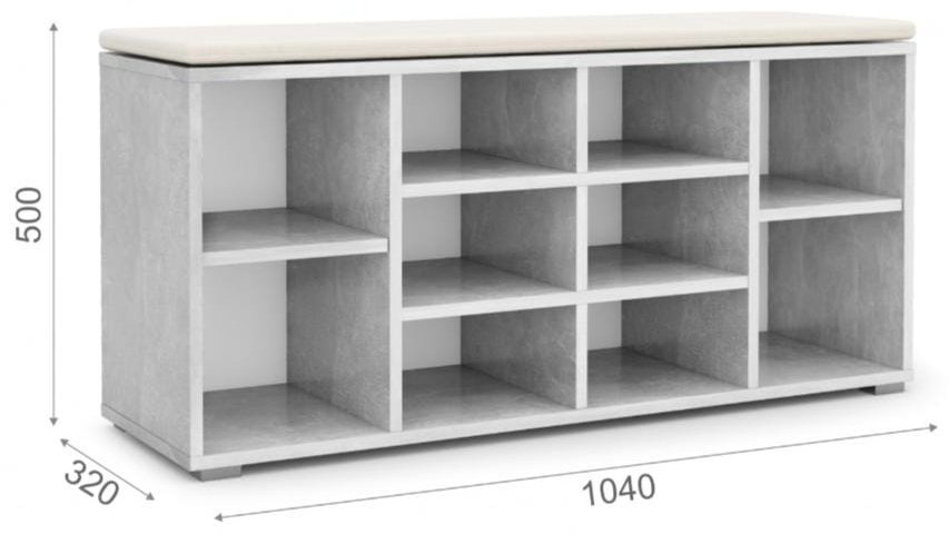 Тумба для обуви IMPERIAL 104x32x50см серый купить,NaN