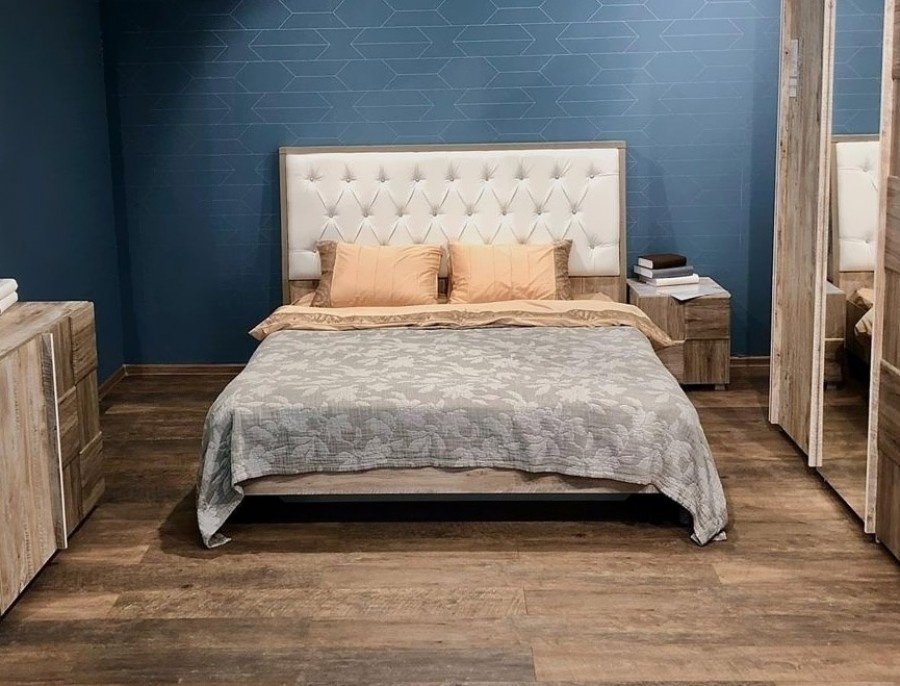 Кровать КМК Риксос 160x200см дуб юккон/санремо купить,NaN