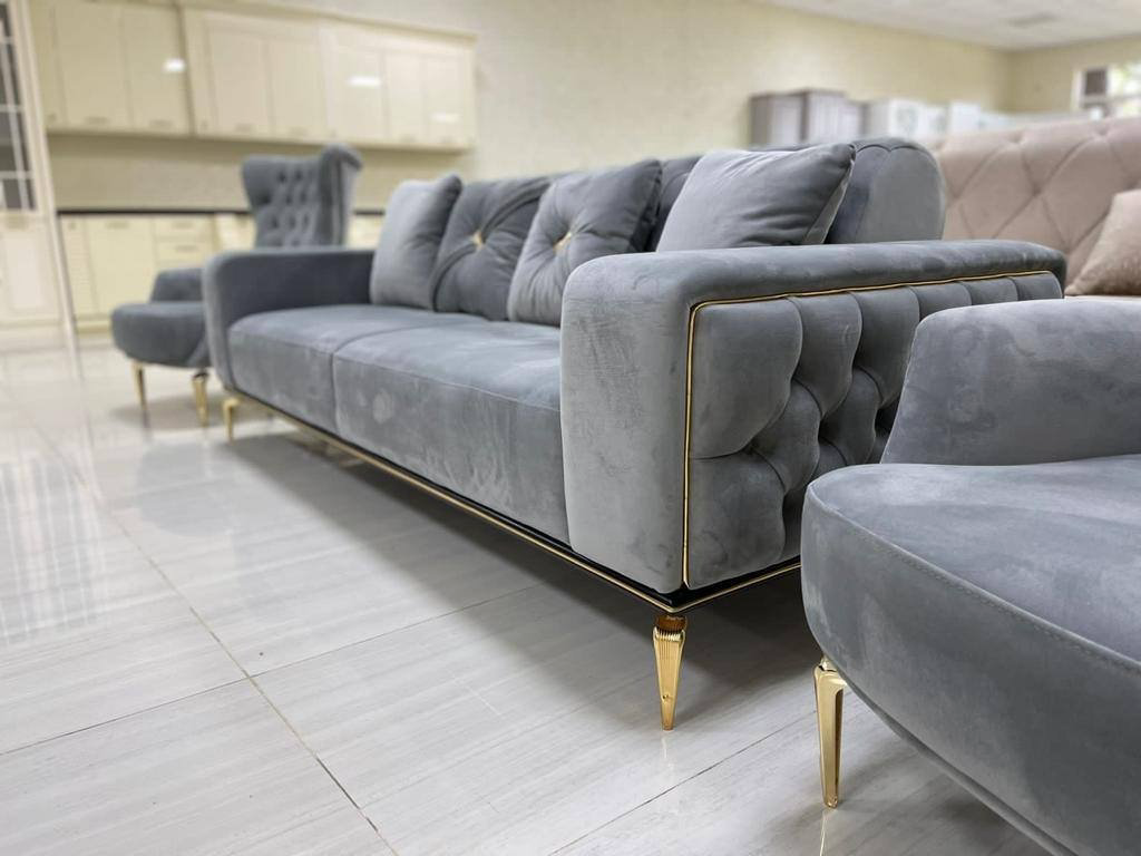 Комплект мягкой мебели Zonetti 227х96см серый купить,NaN