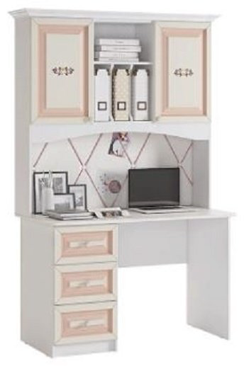 Стол компьютерный с надстройкой АПОРТ Алиса, 120х59x75 см, белый, розовый купить,NaN