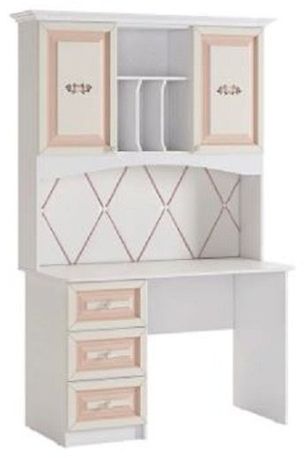 Стол компьютерный с надстройкой АПОРТ Алиса, 120х59x75 см, белый, розовый купить,0