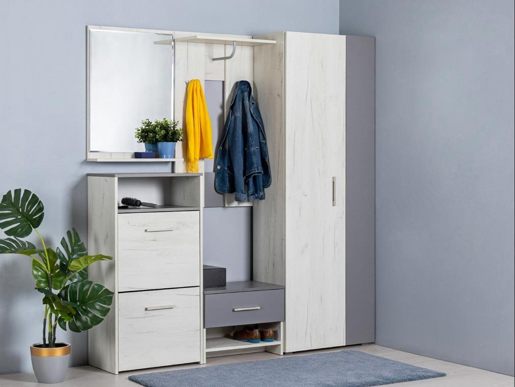 Тумба для обуви МОБИ 55x35x108 см серый купить,NaN
