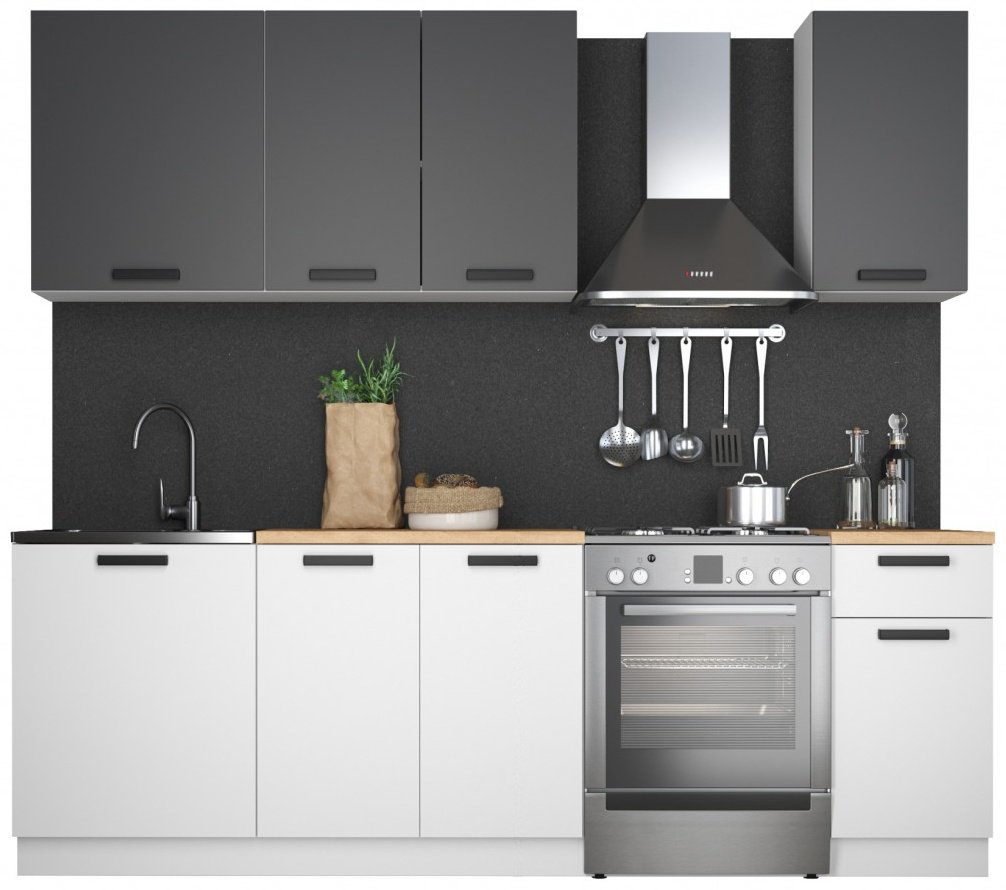 Гарнитур кухонный Imperial Ника Нео 180x215х60см бело-графитовый купить,NaN