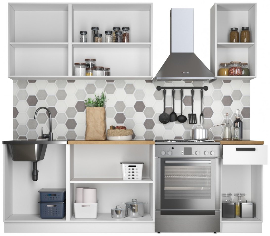 Кухонный гарнитур IMPERIAL Ника Нео, 180x215х60 см, ЛДСП, белый, графит - ForteMarket Кухонный гарнитур IMPERIAL Ника Нео, 180x215х60 см, ЛДСП, белый, графит купить,0