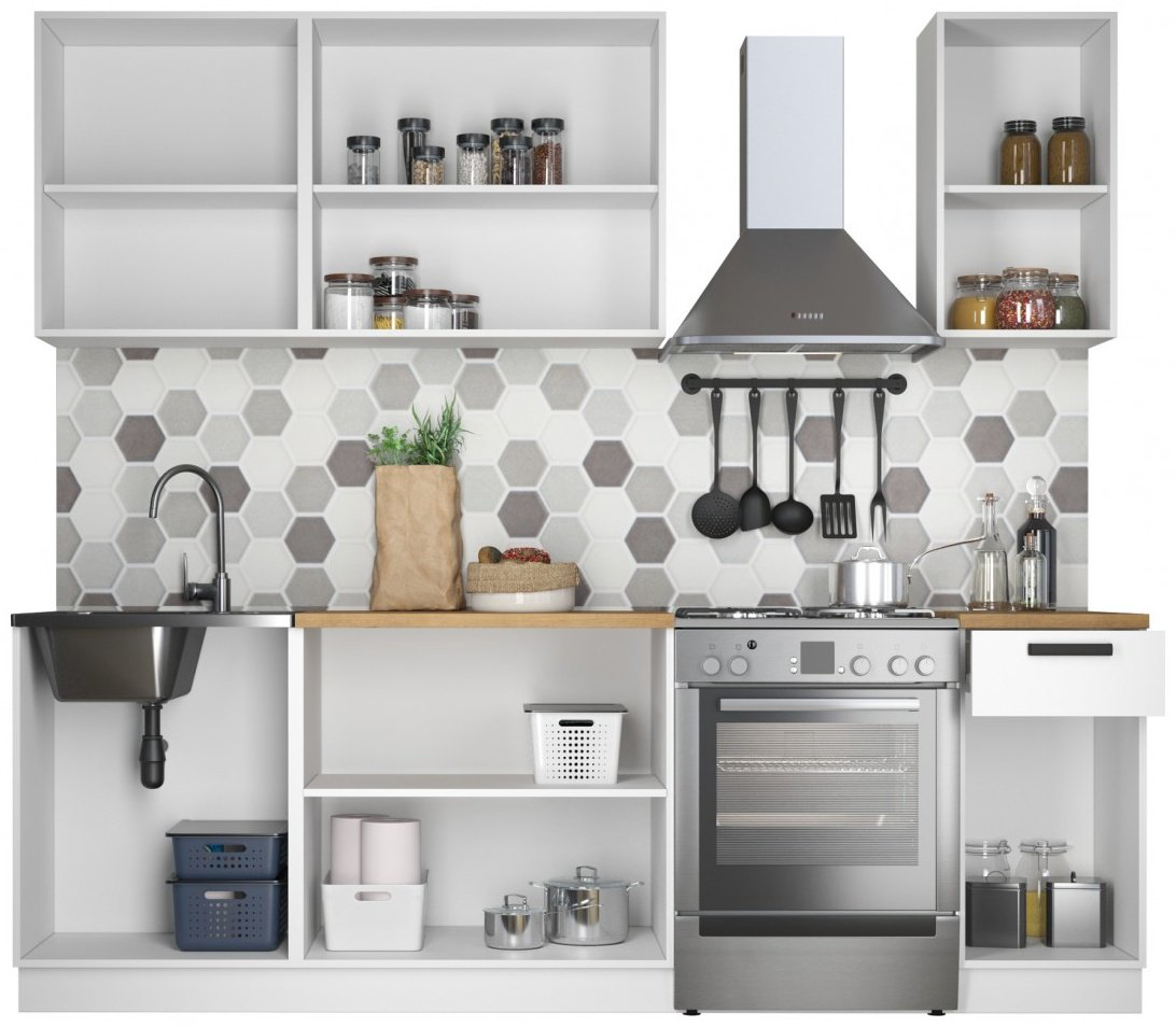 Гарнитур кухонный Imperial Ника Нео 180x215х60см бело-графитовый купить,NaN
