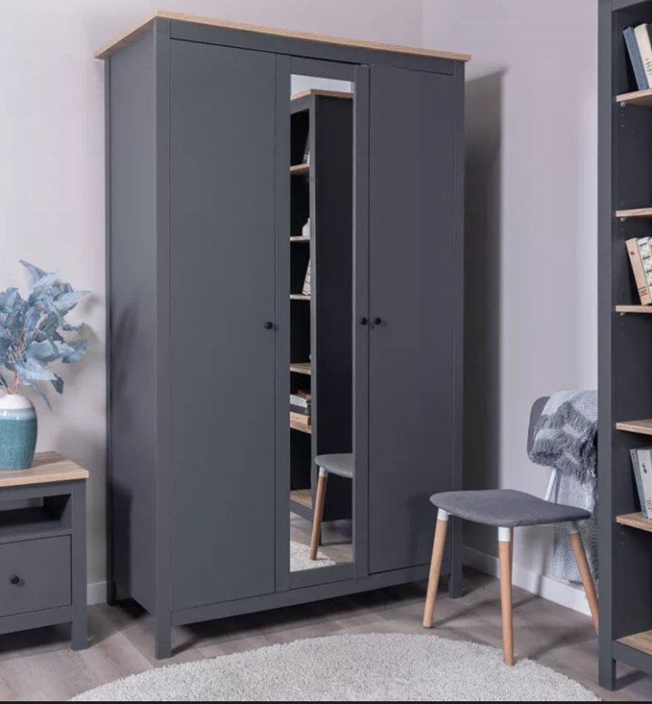 Распашной шкаф Mebels.kz Сага, 132x215.5х64.6 см, серый купить,NaN