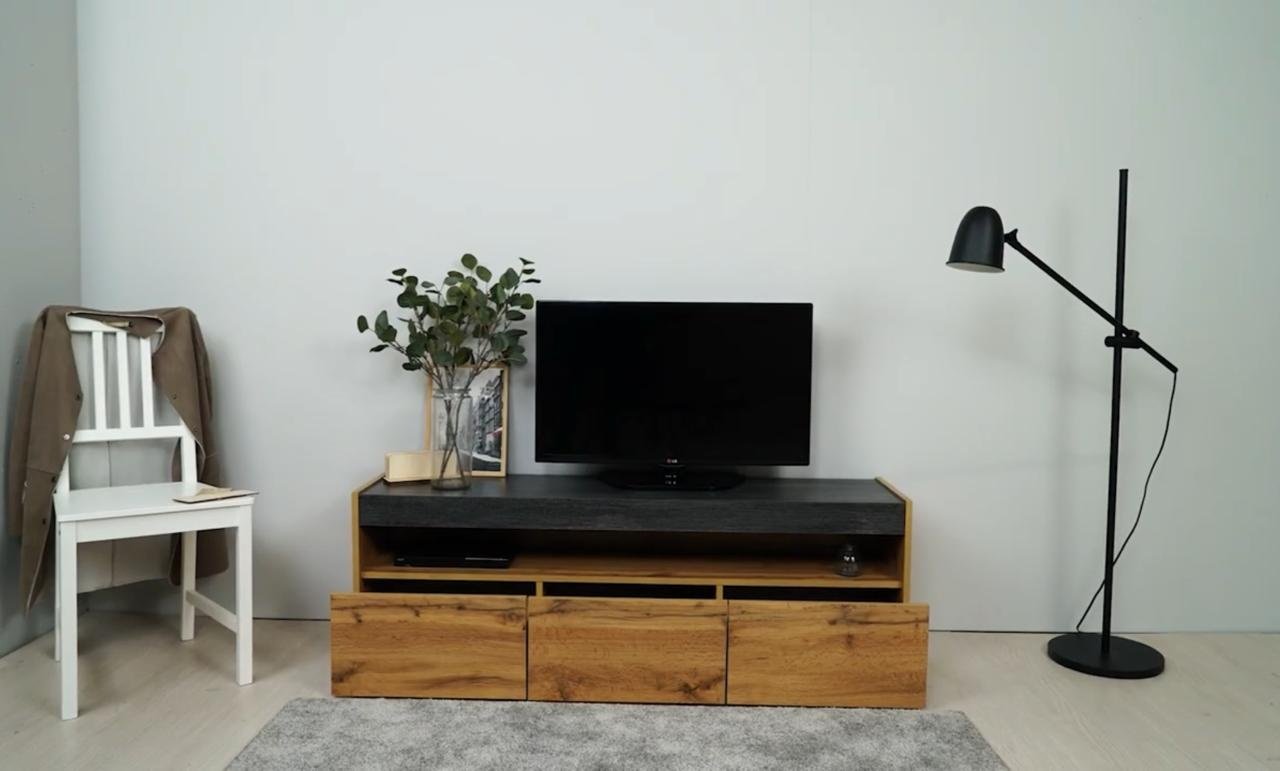 ТВ-тумба напольная МОБИ ТВ Тумба, 139.3x44.6x34.1 см, серый, коричневый - ForteMarket ТВ-тумба напольная МОБИ ТВ Тумба, 139.3x44.6x34.1 см, серый, коричневый купить,0