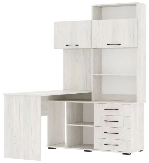 Стол компьютерный с надстройкой Памир ПКС, 138.4х122x187 см, белый, светло серый купить,NaN