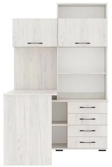 Стол компьютерный с надстройкой Памир ПКС, 138.4х122x187 см, белый, светло серый купить,0