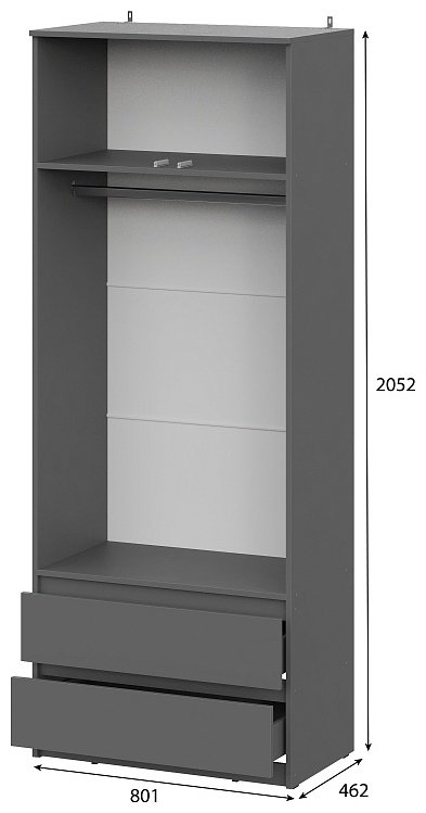Распашной шкаф SV Денвер, 80.1x205.2х46.2 см, графит - ForteMarket Распашной шкаф SV Денвер, 80.1x205.2х46.2 см, графит купить,0