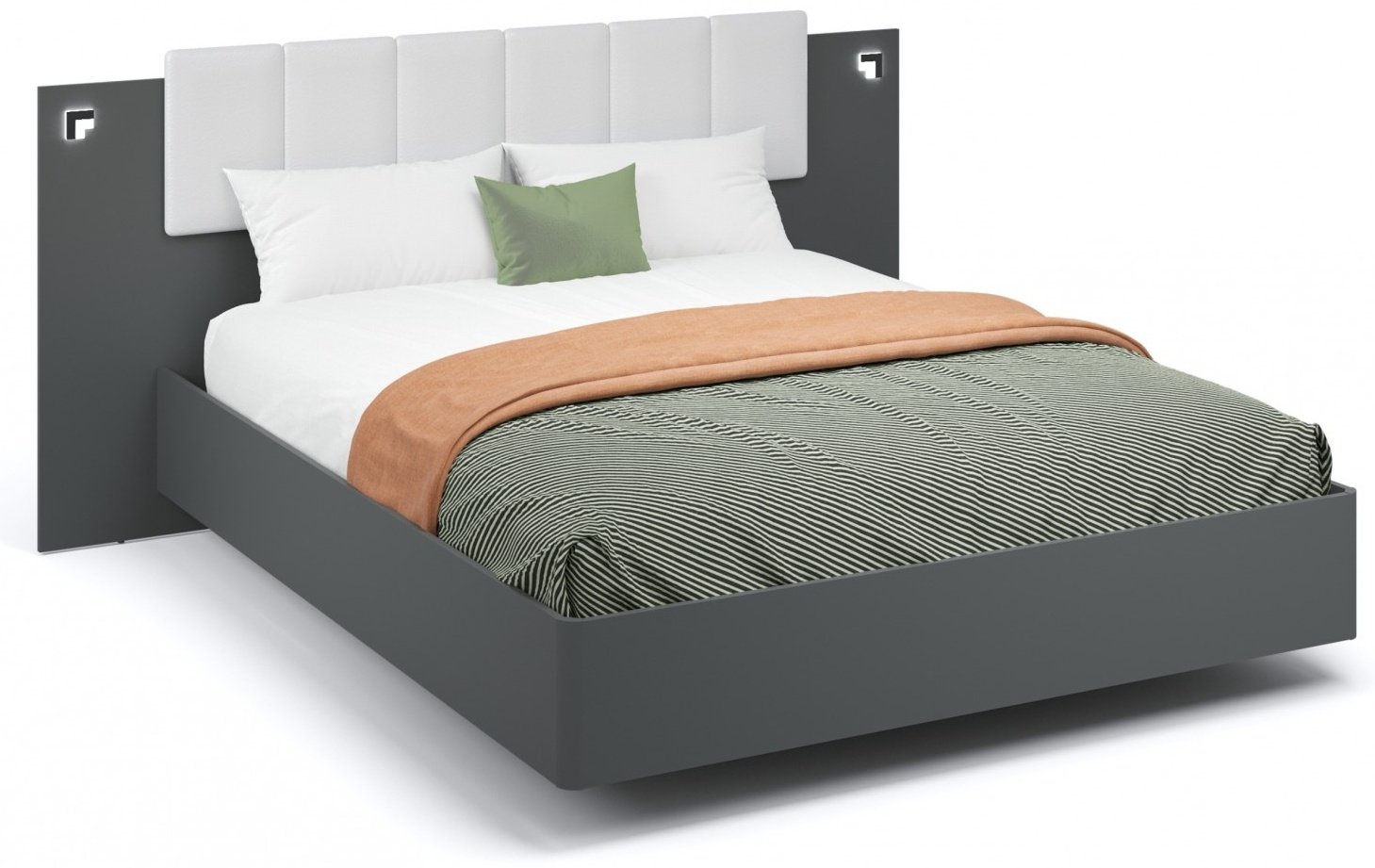 Кровать Imperial Мишель 160x200см бело-серая купить,NaN