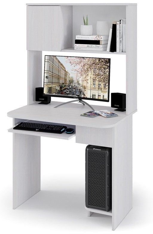 Стол компьютерный с надстройкой Стендмебель 2, 90х60x158 см, белый купить,NaN