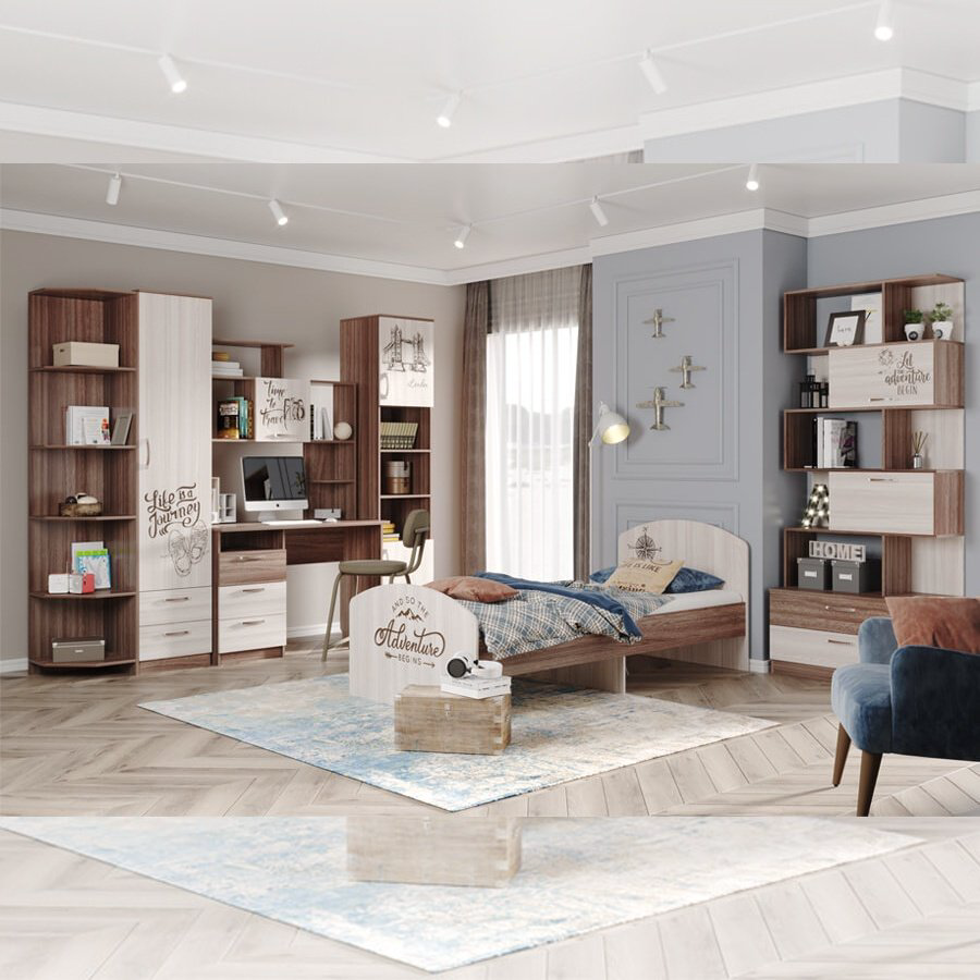 Кровать детская MLK Вояж 95x83x205см коричнево-бежевый купить,NaN