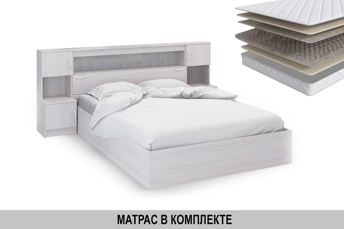 Кровать Стендмебель Басса 160x200см с матрасом серая купить,NaN