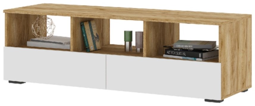ТВ-тумба напольная Стендмебель Хелен ТБ02, 140.2x44.2x46 см, белый, коричневый