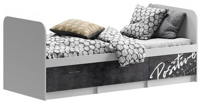 Кровать Вега 200x80х70см бело-серый купить,NaN