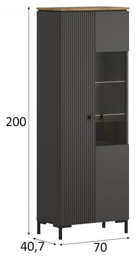 Шкаф-витрина BRW Брест напольный Сан-Джиминьяно 200х70х40.7 см купить,NaN