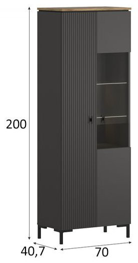 Шкаф-витрина BRW Брест напольный Сан-Джиминьяно 200х70х40.7 см купить,NaN