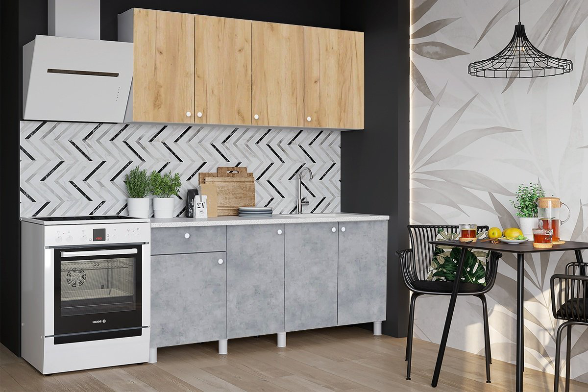 Гарнитур кухонный Горизонт Point 170x220х60см серо-бежевый купить,NaN