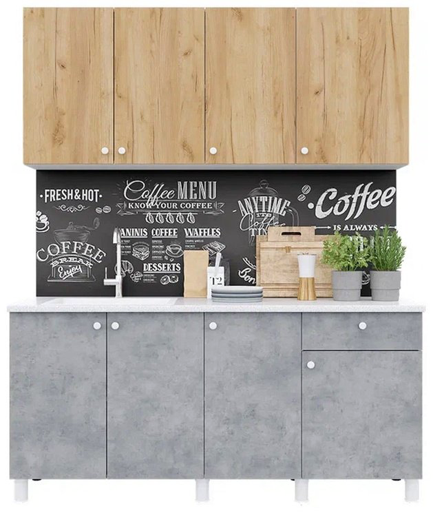 Гарнитур кухонный Горизонт Point 170x220х60см серо-бежевый купить,NaN