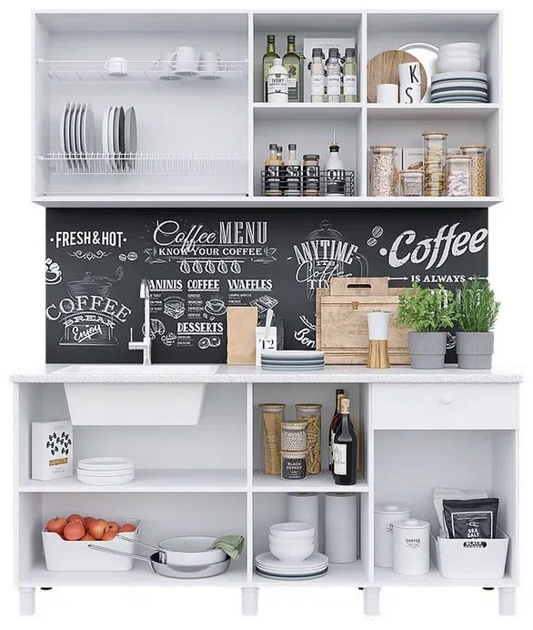 Кухонный гарнитур Горизонт Point, 170x220х60 см, ЛДСП, серый, бежевый купить,0