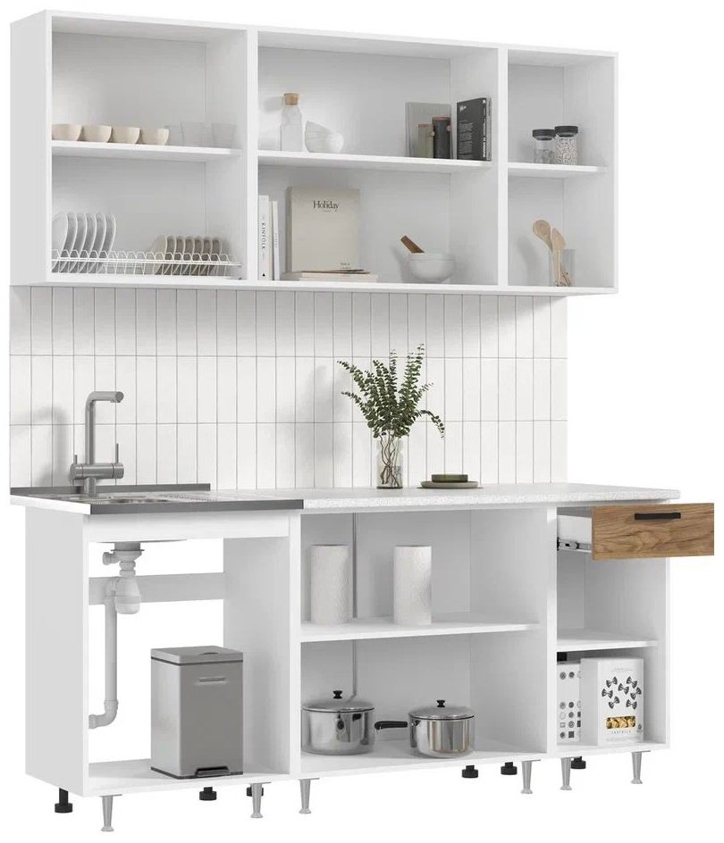 Кухонный гарнитур МИФ Рио, 180x210х60 см, ЛДСП, светло серый, темно-серый купить,0