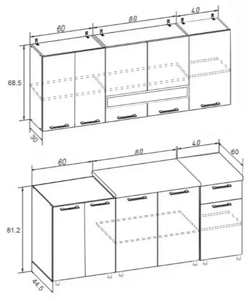 Кухонный гарнитур МИФ Рио 180x210х60см светло серый купить,NaN
