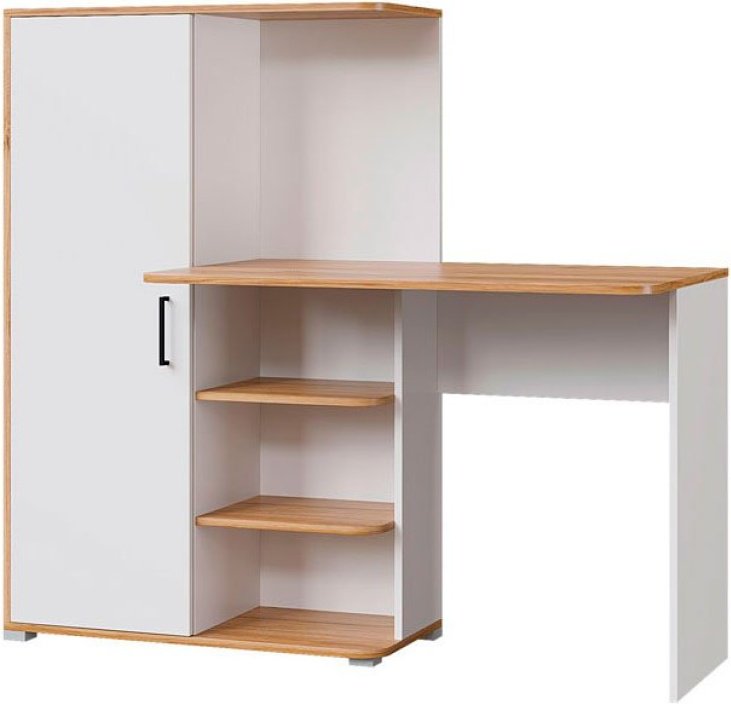 Стол компьютерный Лайт, 145х61.2x128.2 см, белый, светло-коричневый