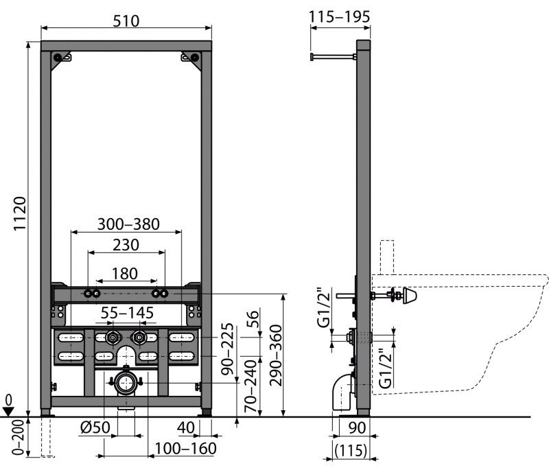 Alcaplast рамная инсталляция A107S/1120 купить,0