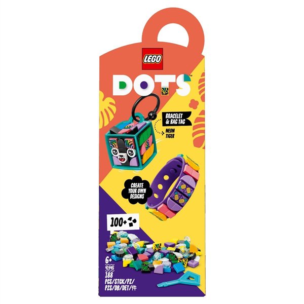 Конструктор Lego DOTs Браслет и биркадля сумки Неоновый тигр   41945 купить,NaN