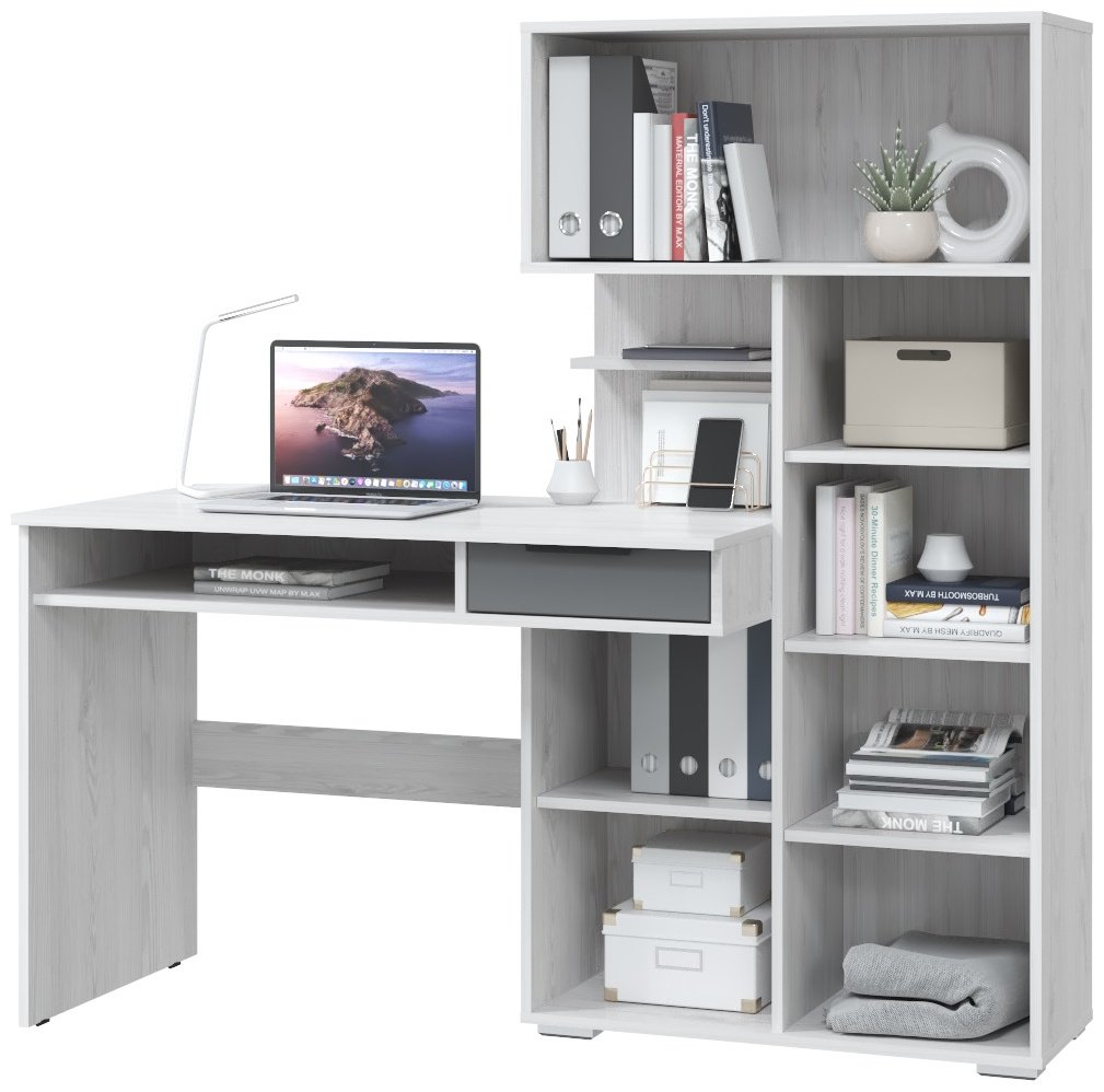 Стол компьютерный с надстройкой MLK Бэйсик, 150х58x150 см, серый, светло серый купить,0