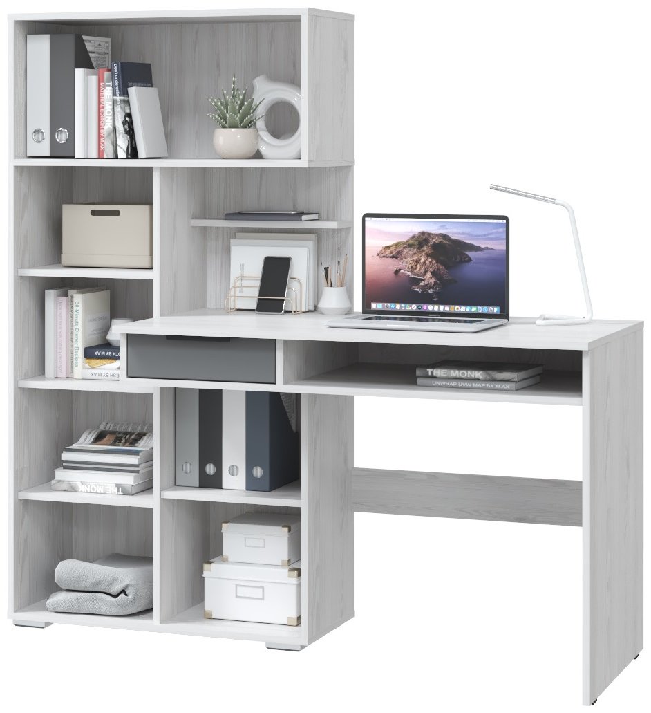 Стол компьютерный с надстройкой MLK Бэйсик, 150х58x150 см, серый, светло серый купить,0