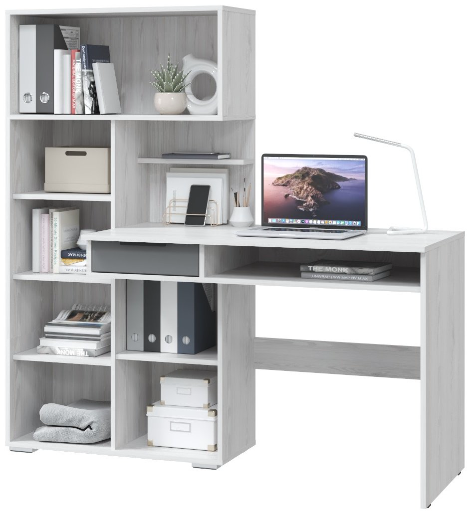 Стол компьютерный с надстройкой MLK Бэйсик, 150х58x150 см, серый, светло серый купить,NaN